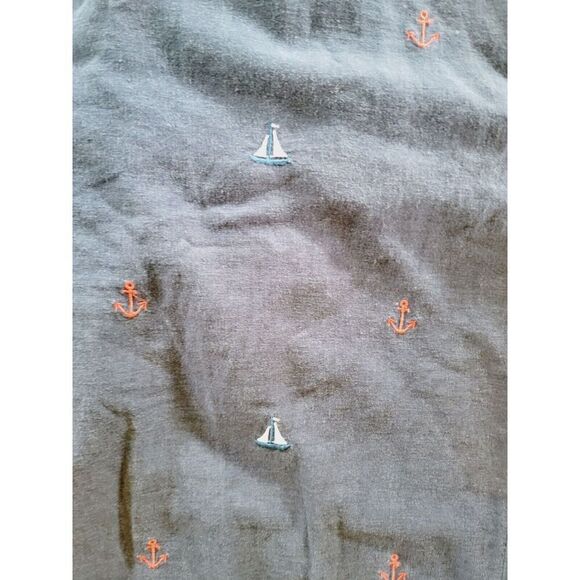 3 Hearts 1X Pants Wide Leg Linen Blend Navy Blue Zip Button Pckts Vintage Crop - Picture 3 of 6